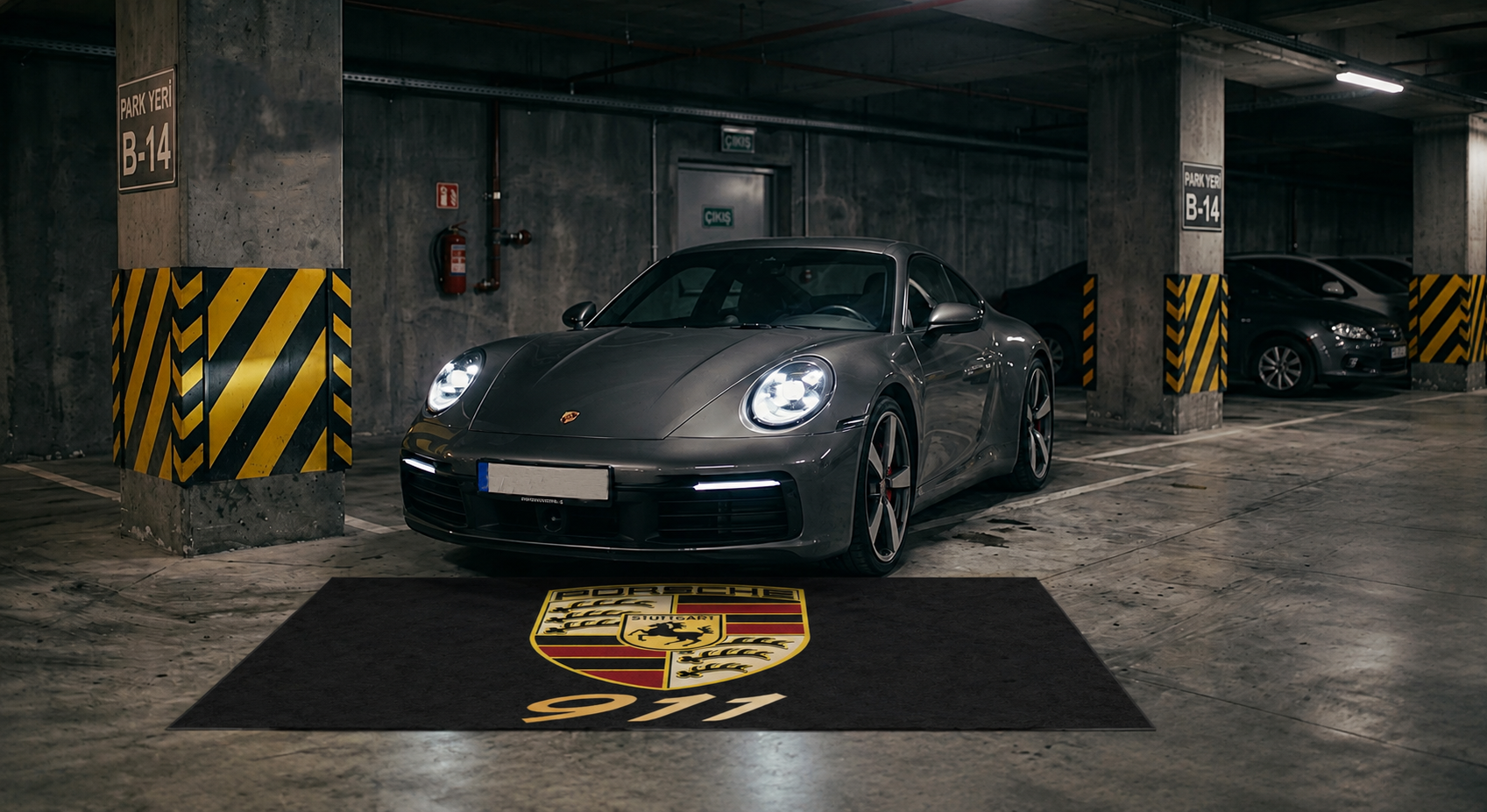 Porsche 911 Garage Floor Mat 5x7 FT (60x87 Inches) Showroom Rug