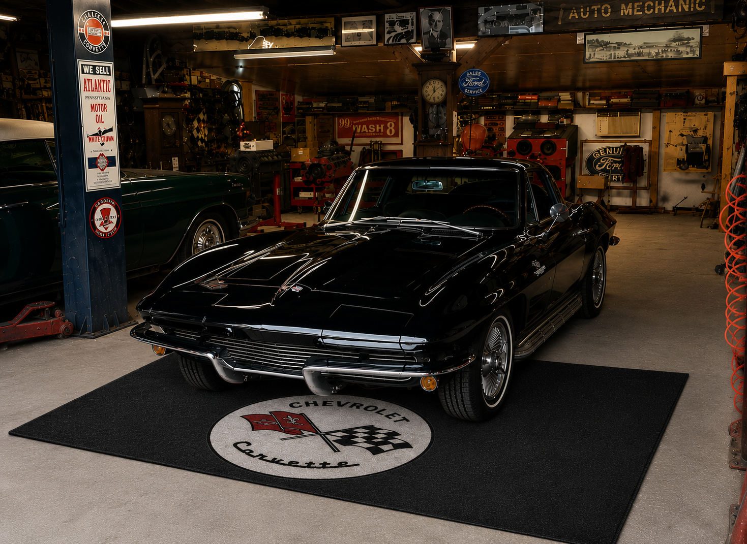 Corvette C2 Garage Floor Mat 5x7 FT (60x87 Inches) Showroom Rug