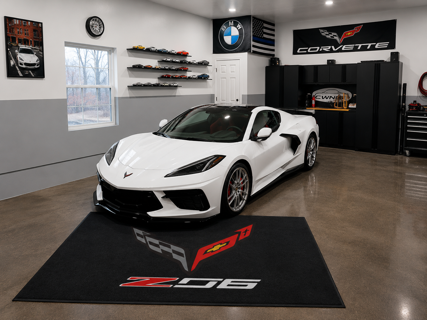 Corvette Z06 Garage Floor Mat 5x7 FT (60x87 Inches) Showroom Rug