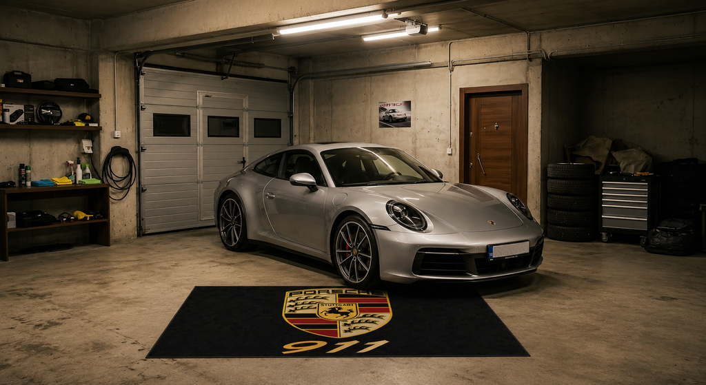 Porsche 911 Garage Floor Mat 5x7 FT (60x87 Inches) Showroom Rug