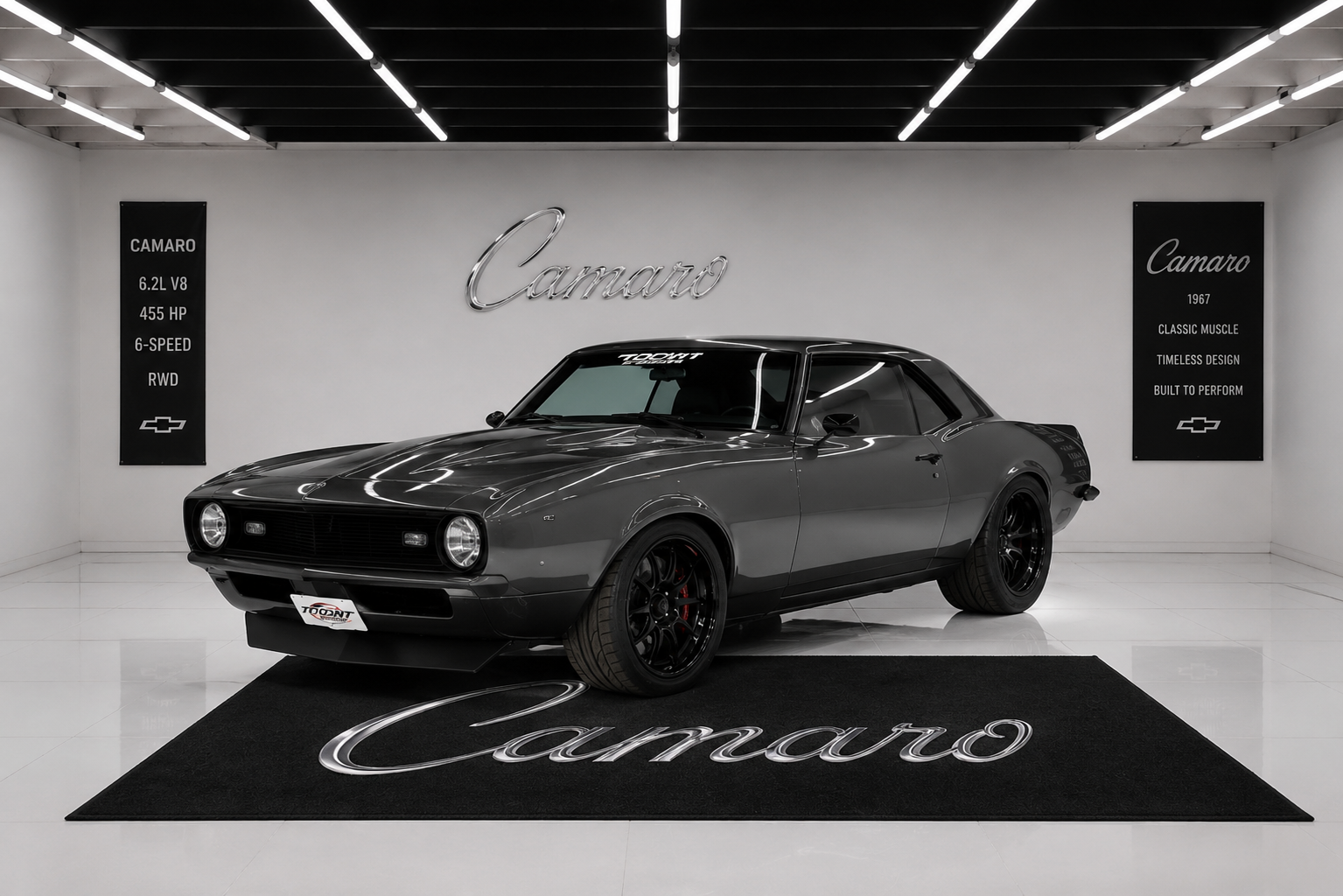 Camaro Garage Floor Mat 5x7 FT (60x87 Inches) Showroom Rug