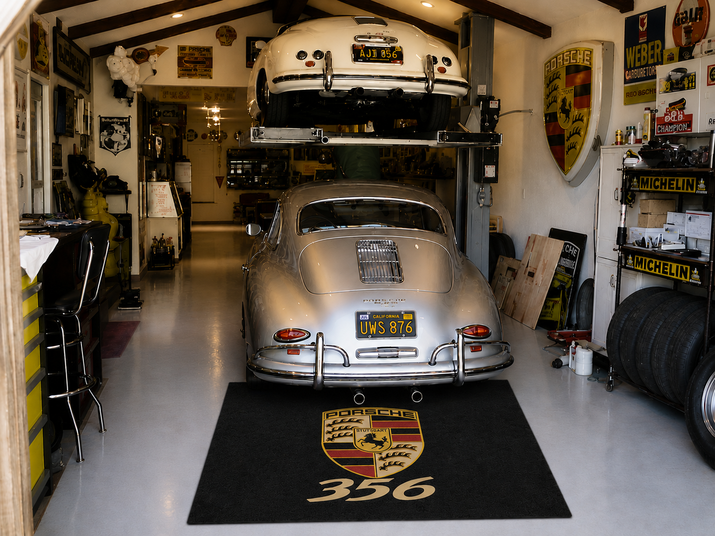 Porsche 356 Garage Floor Mat 5x7 FT (60x87 Inches) Showroom Rug