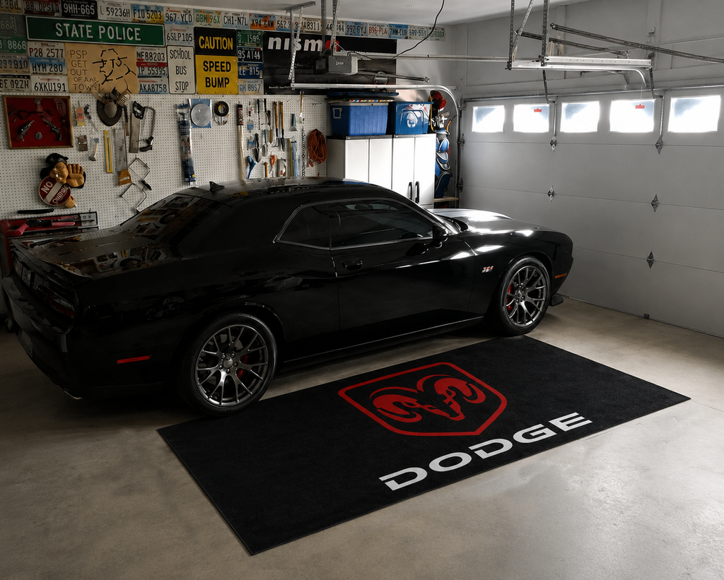 Dodge Garage Floor Mat 5x7 FT (60x87 Inches) Showroom Rug