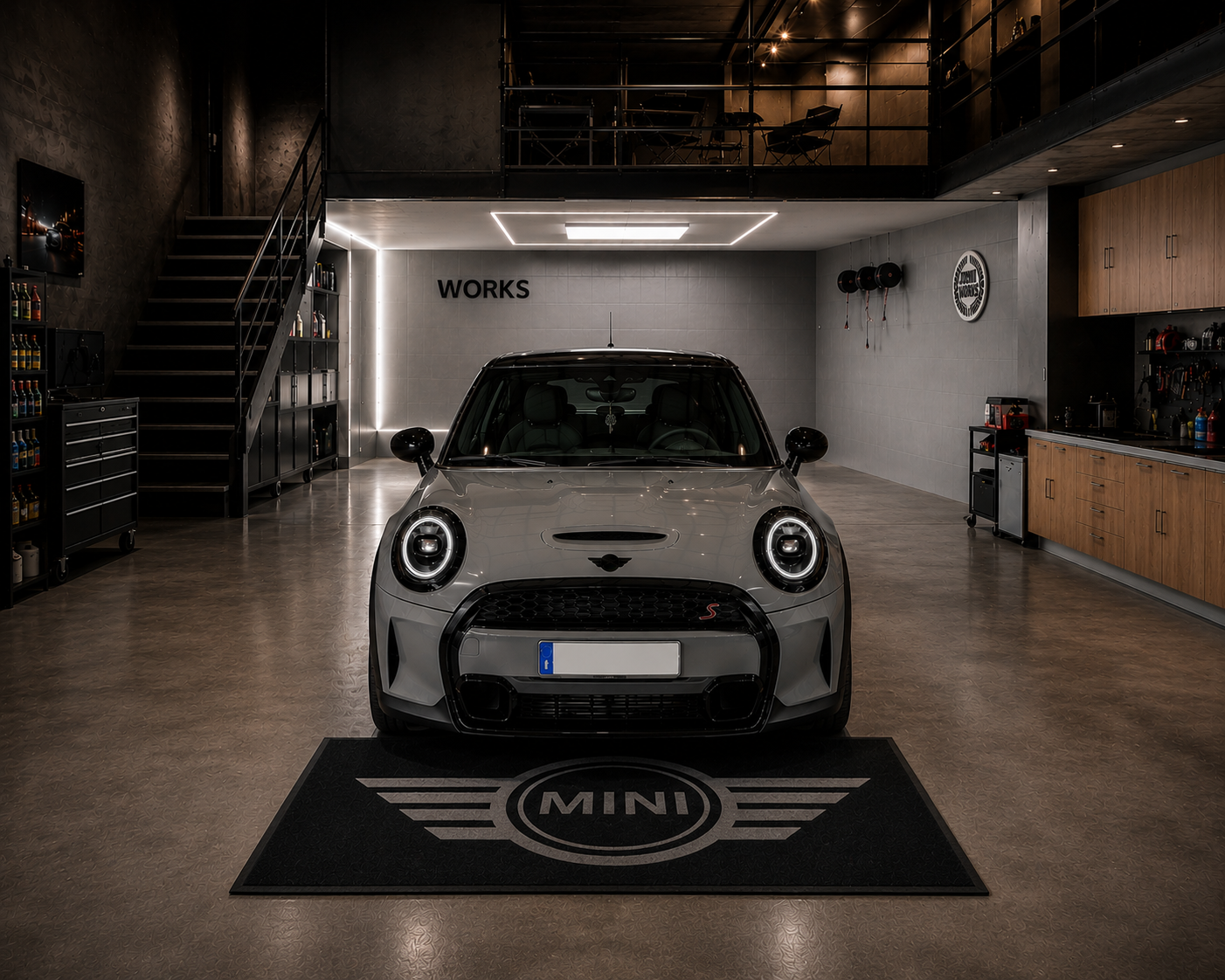 Mini Cooper Garage Floor Mat 5x7 FT (60x87 Inches) Showroom Rug