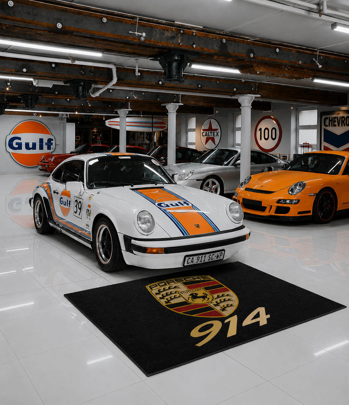 Porsche 914 Garage Floor Mat 5x7 FT (60x87 Inches) Showroom Rug