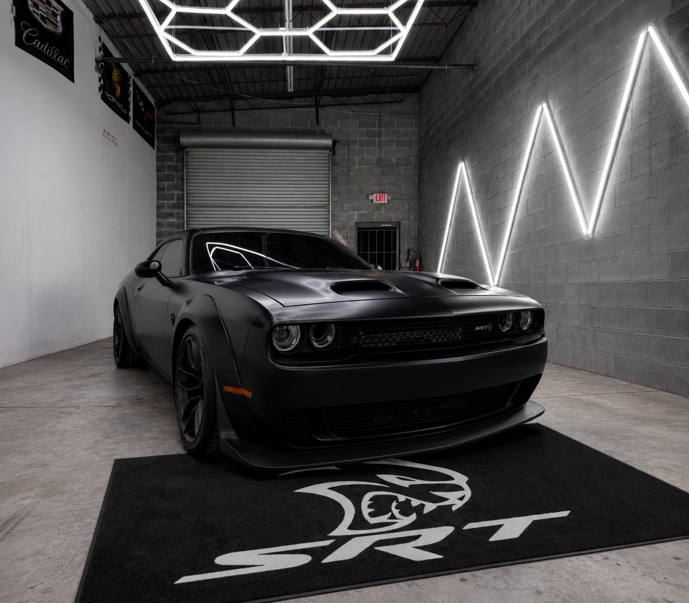 Dodge SRT Garage Floor Mat 5x7 FT (60x87 Inches) Showroom Rug
