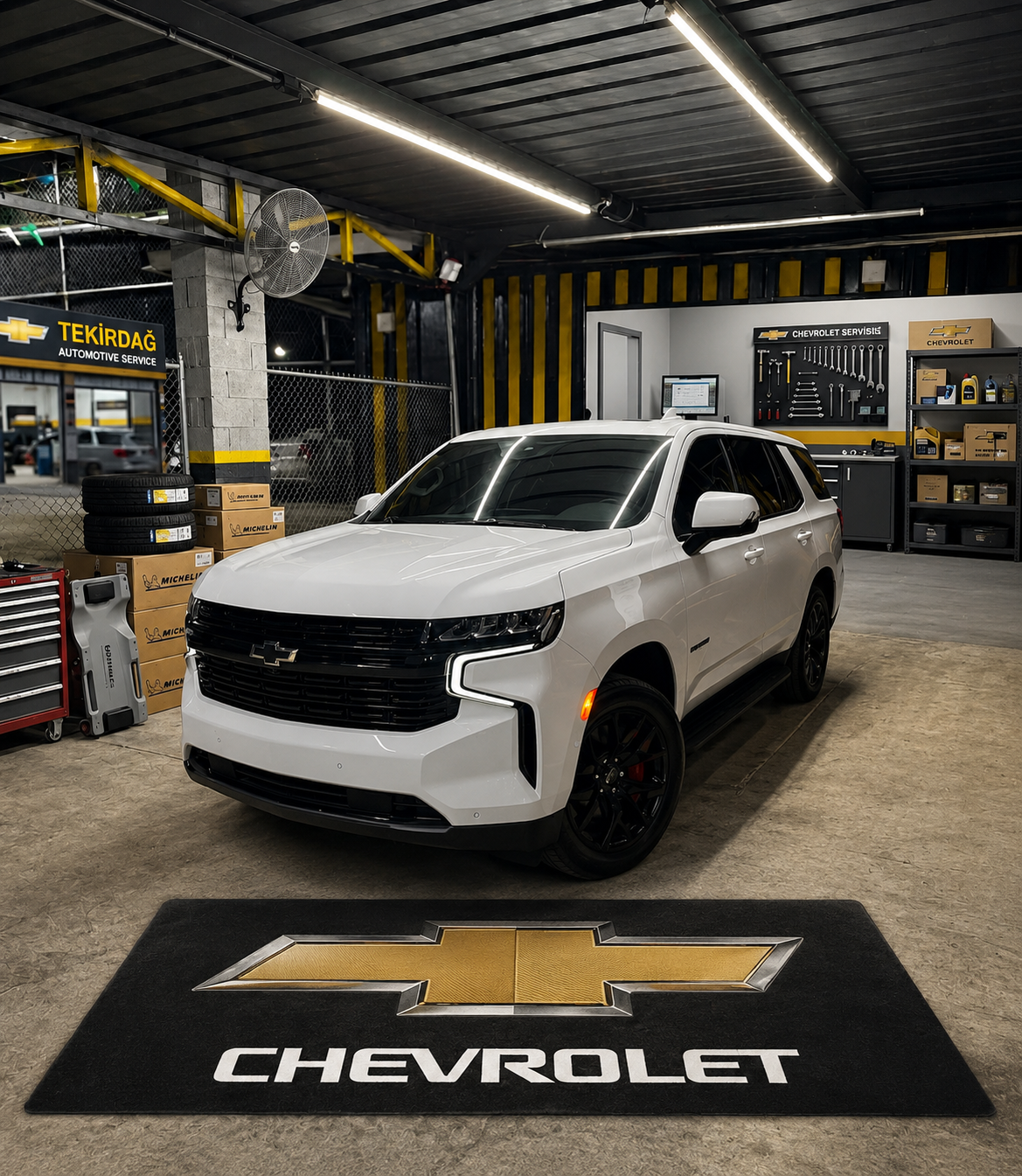 Chevrolet Garage Floor Mat 5x7 FT (60x87 Inches) Showroom Rug