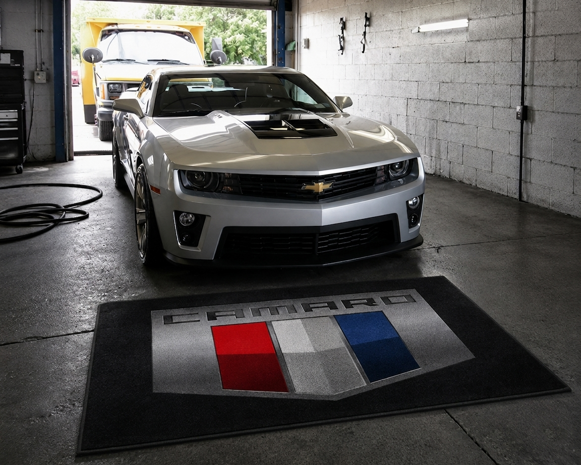 Camaro Garage Floor Mat 5x7 FT (60x87 Inches) Showroom Rug