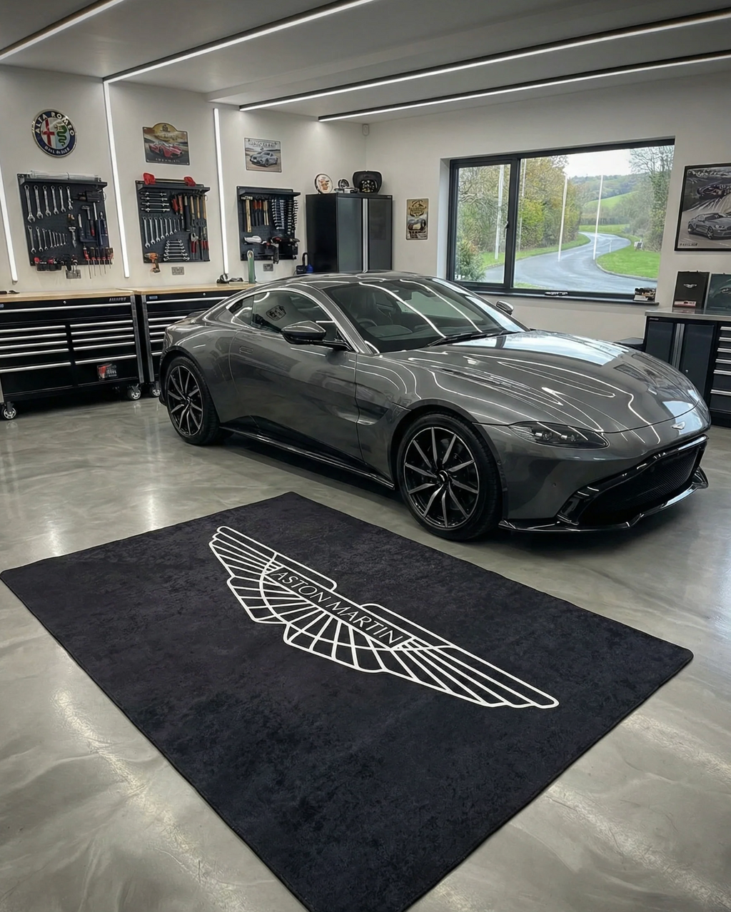 Aston Martin Garage Mat – Non-Slip Premium Rug for Home & Car Display (59×86”)