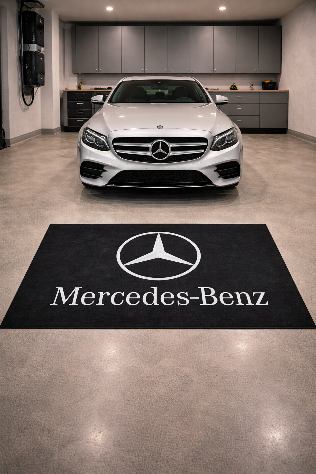 Mercedes Benz Garage Mat – Non-Slip Premium Rug for Home & Car Display (59×86”)