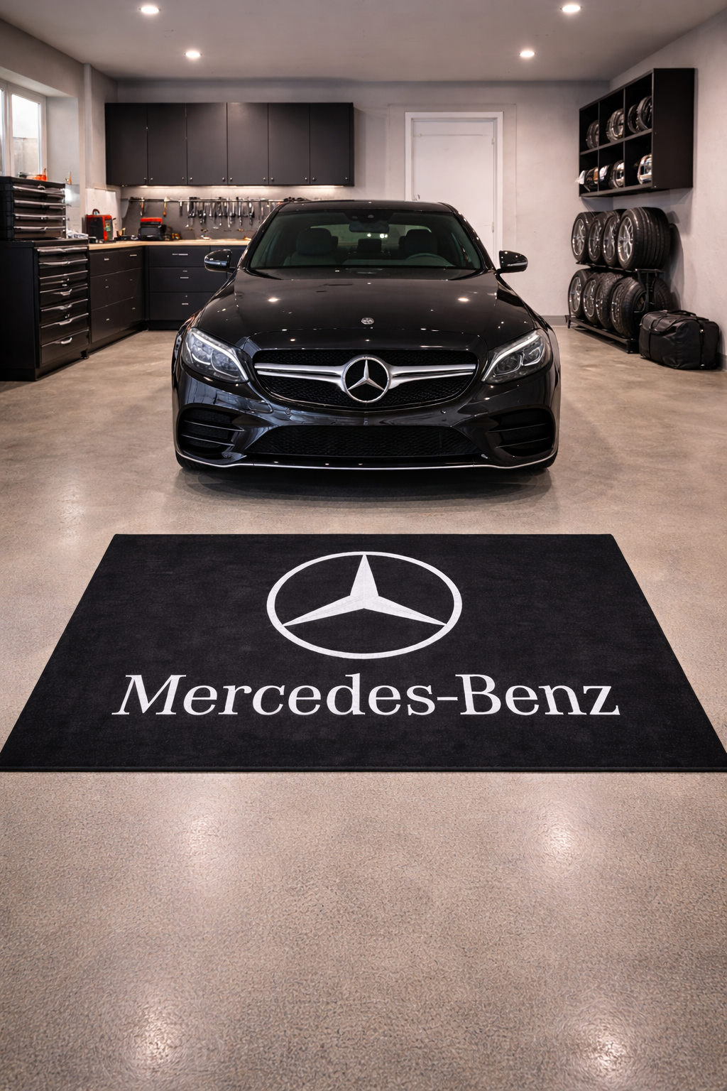 Mercedes Benz Garage Mat – Non-Slip Premium Rug for Home & Car Display (59×86”)