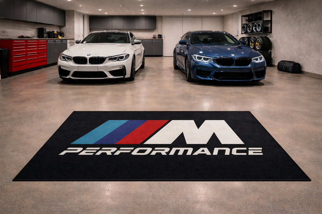 BMW M Performance Garage Mat – Non-Slip Premium Rug for Home & Car Display (59×86”)