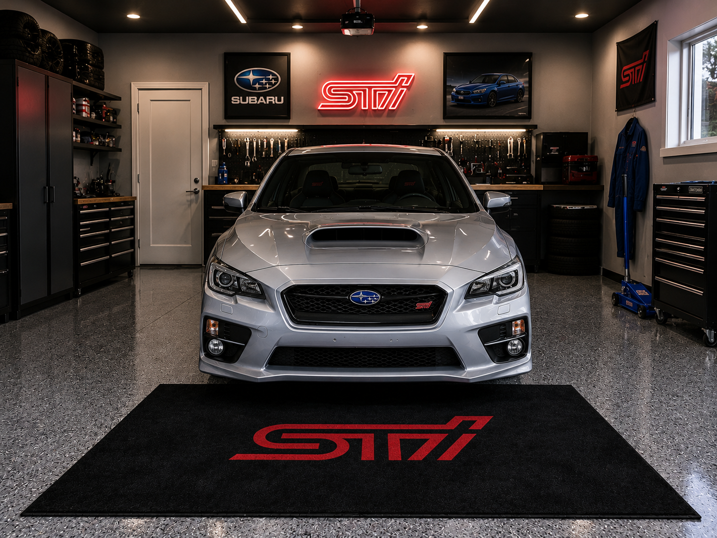 Subaru STI Garage Floor Mat – Premium Parking Mat 60x87 Inches