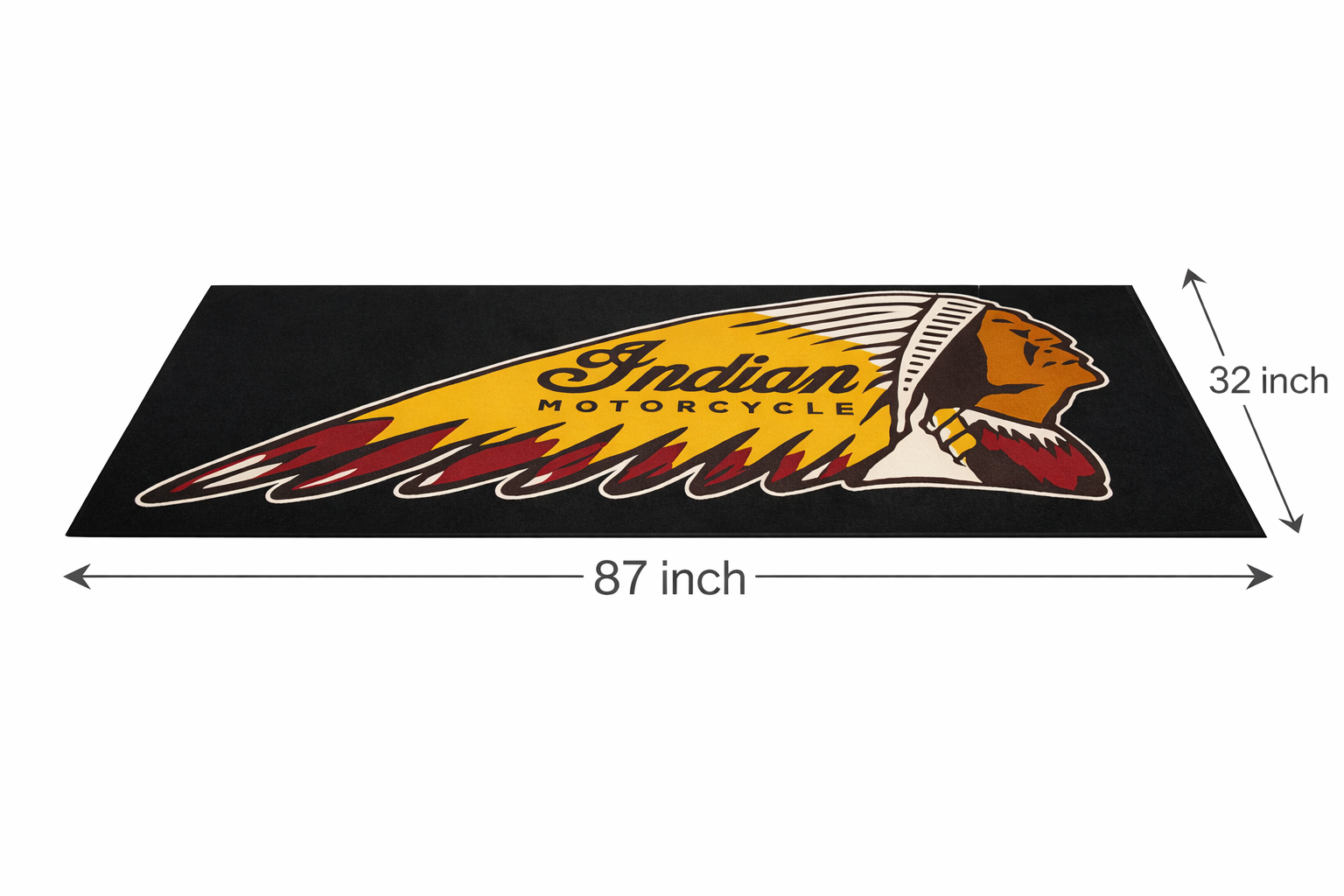 Indian Premium Motorcycle Garage Floor Mat – Non-Slip Carpet Rug for Bike Display (32×87 Inch)
