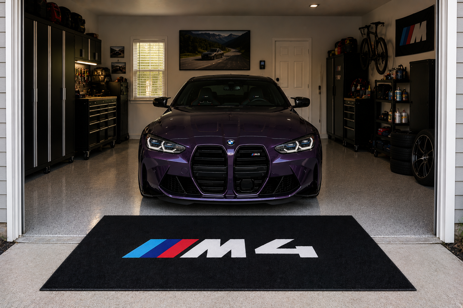 BMW M4 Garage Floor Mat 5x7 FT (60x87 Inches) Showroom Rug