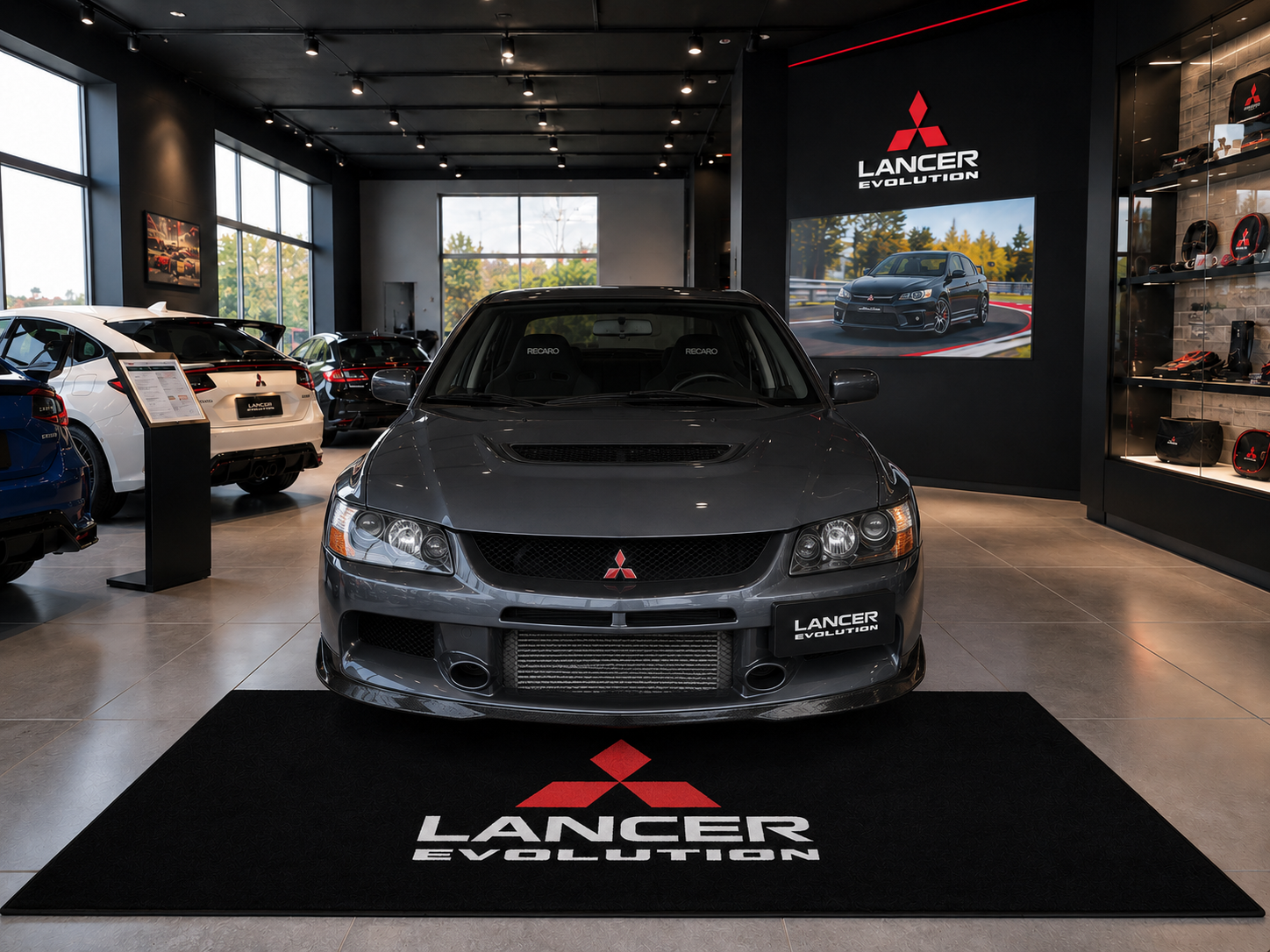 Mitsubishi Lancer Evolution Garage Floor Mat – Premium Parking Mat 60x87 Inches