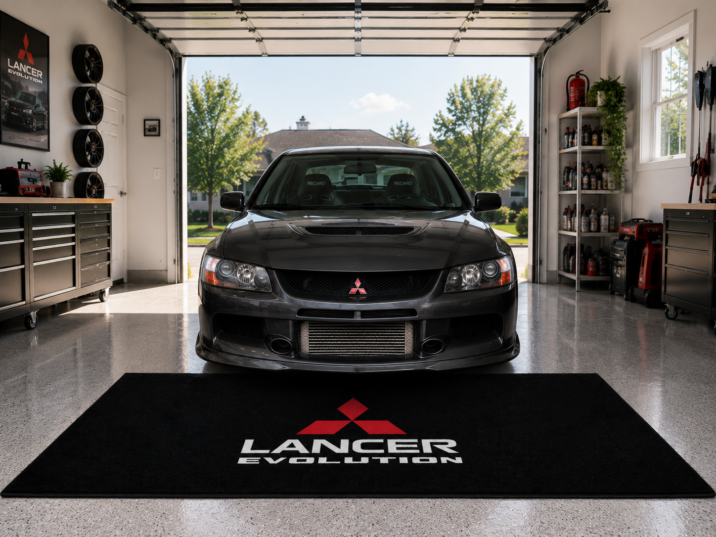 Mitsubishi Lancer Evolution Garage Floor Mat – Premium Parking Mat 60x87 Inches