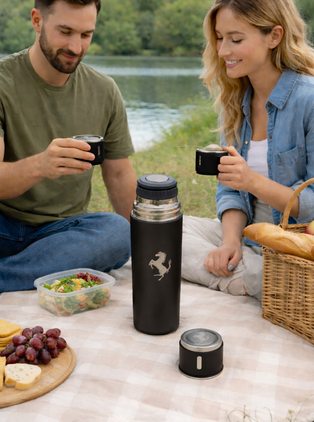 Laser Logo Thermos Set 500 ml – Choose Your Model - Insulated Flask with 3 Cups