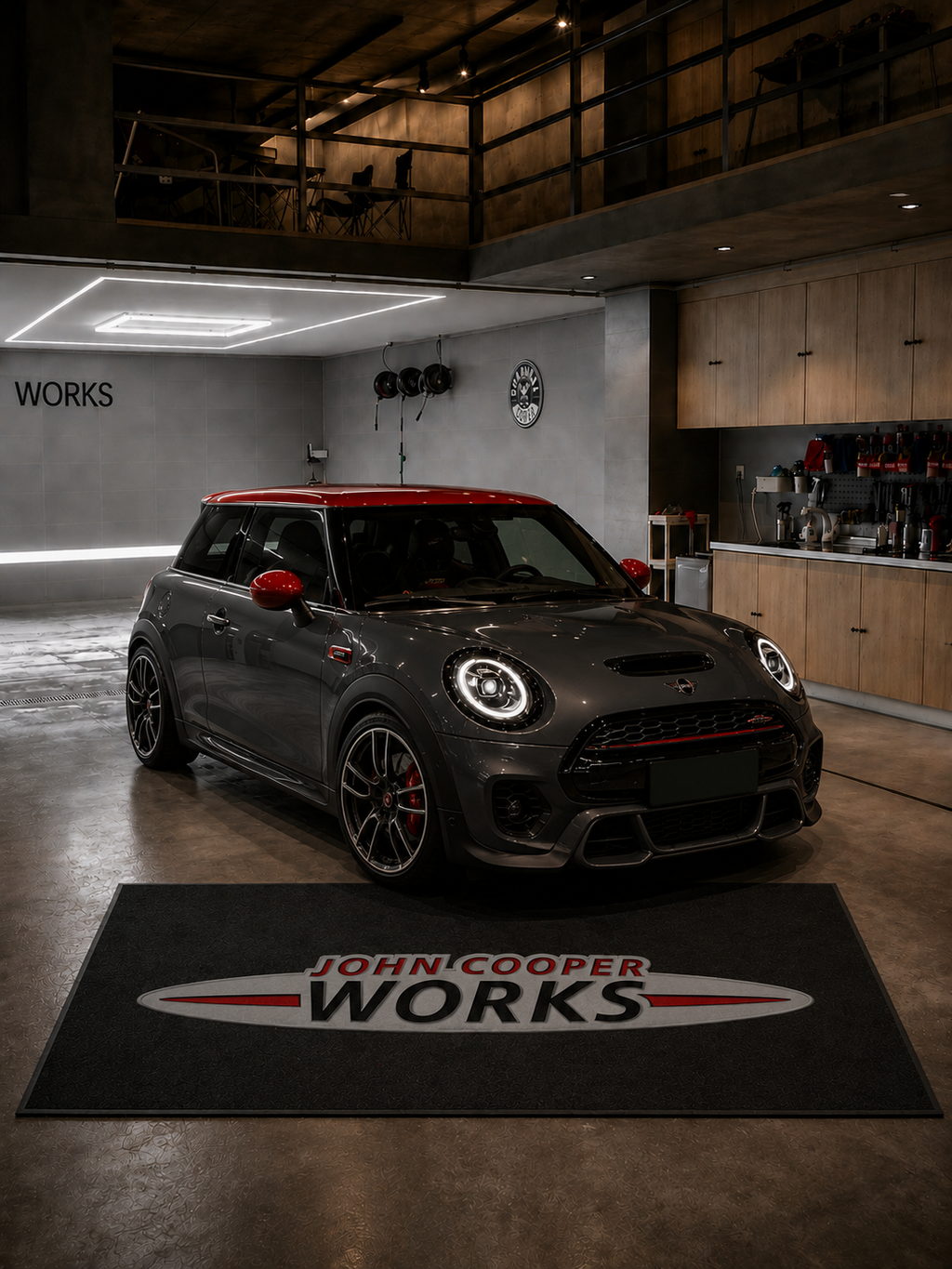 John Cooper Garage Floor Mat 5x7 FT (60x87 Inches) Showroom Rug