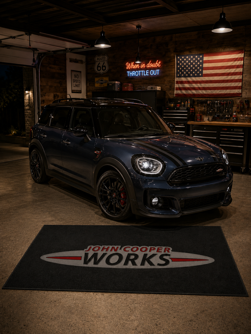 John Cooper Garage Floor Mat 5x7 FT (60x87 Inches) Showroom Rug