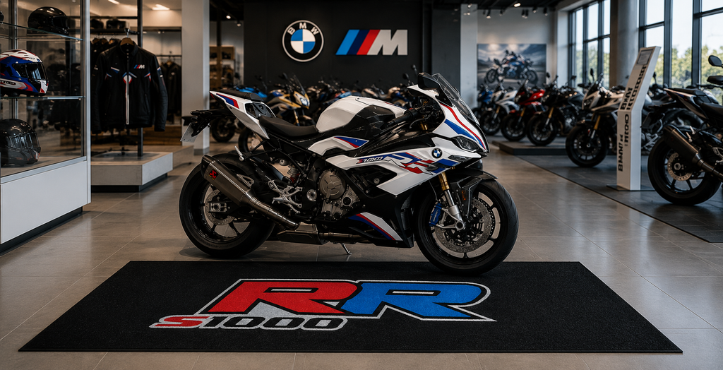 BMW S1000RR Motorcycle Garage Mat – Premium 32x87 Inch Parking Floor Mat
