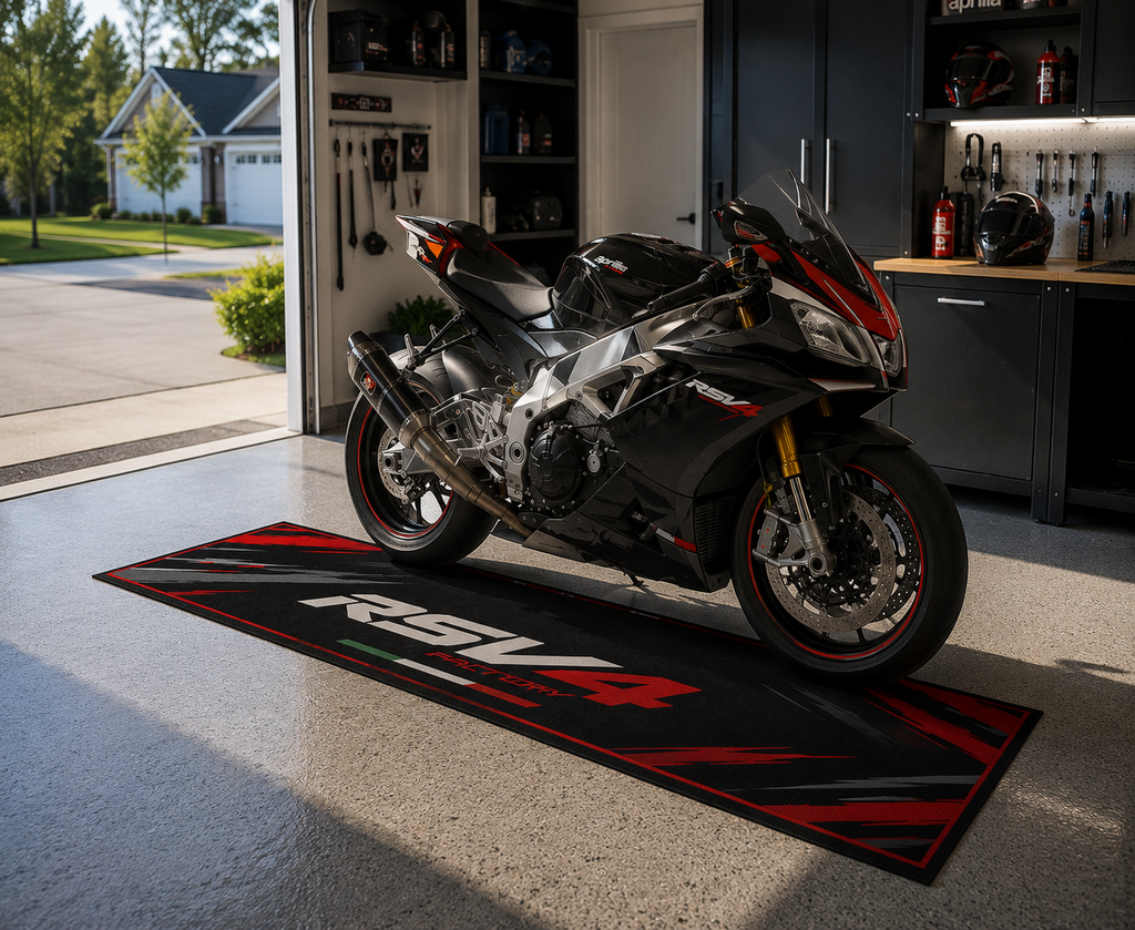 Aprilia RSV4 Motorcycle Garage Mat – Premium 32x87 Inch Parking Floor Mat