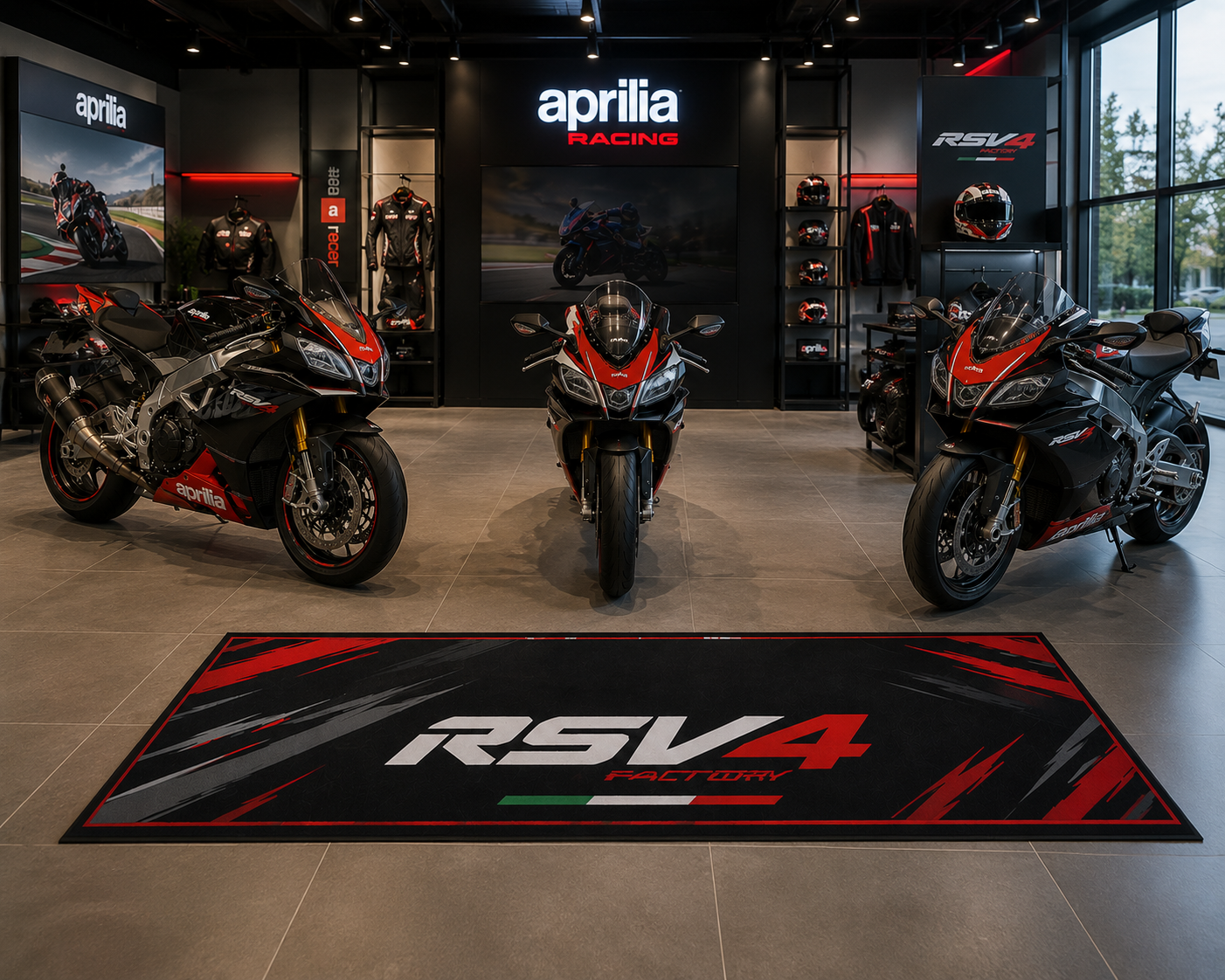 Aprilia RSV4 Motorcycle Garage Mat – Premium 32x87 Inch Parking Floor Mat