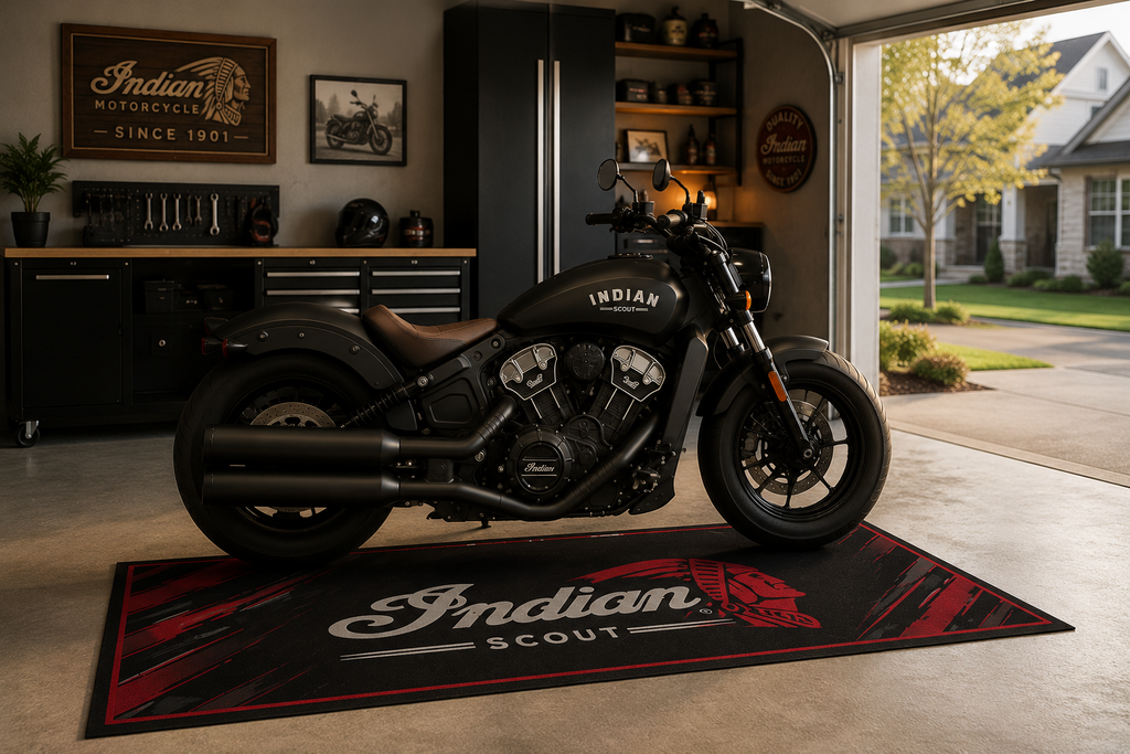 Indian Scout Motorcycle Garage Mat – Premium 32x87 Inch Parking Floor Mat