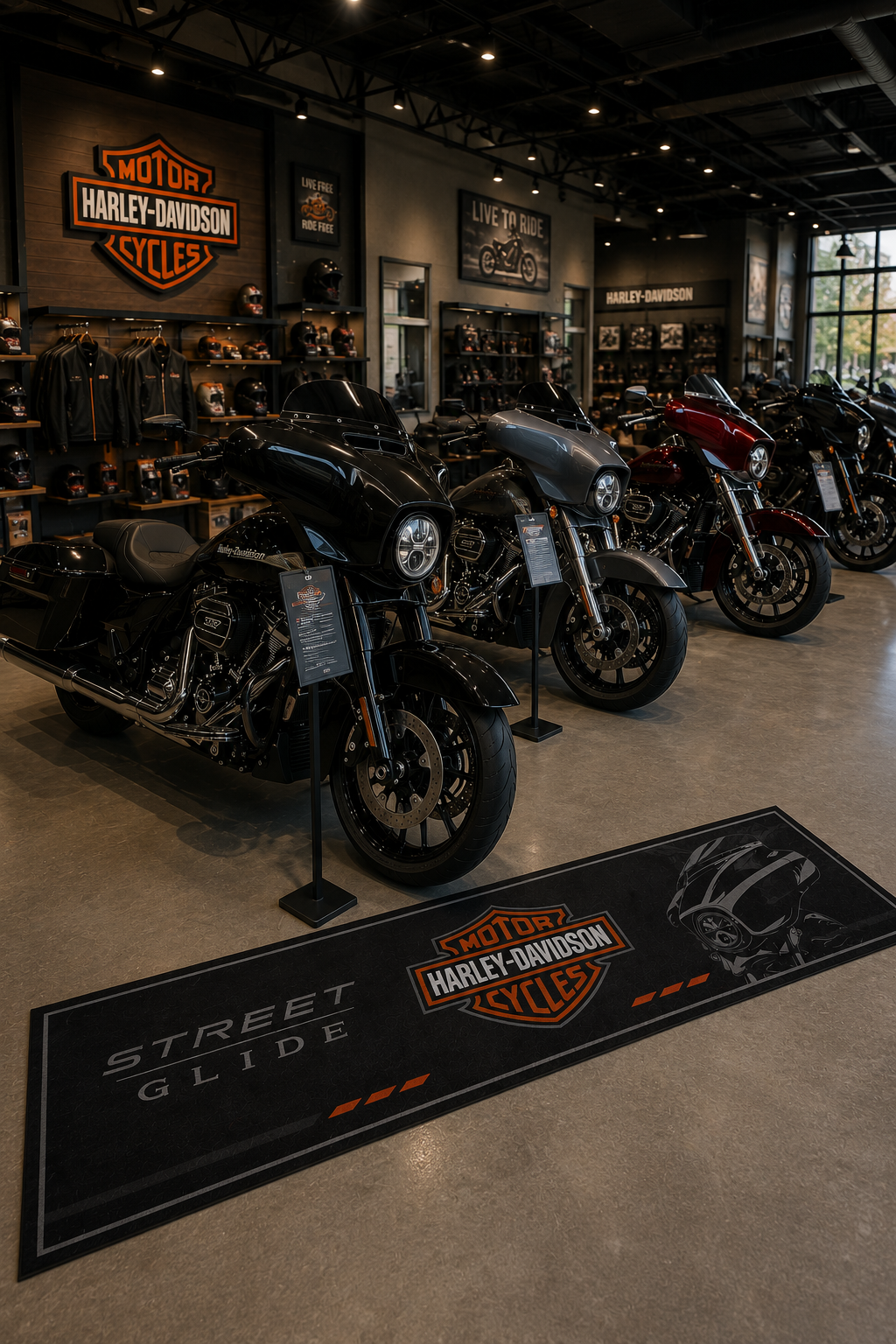 Harley Davidson Streed Glide Motorcycle Garage Mat – Premium 32x87 Inch Parking Floor Mat