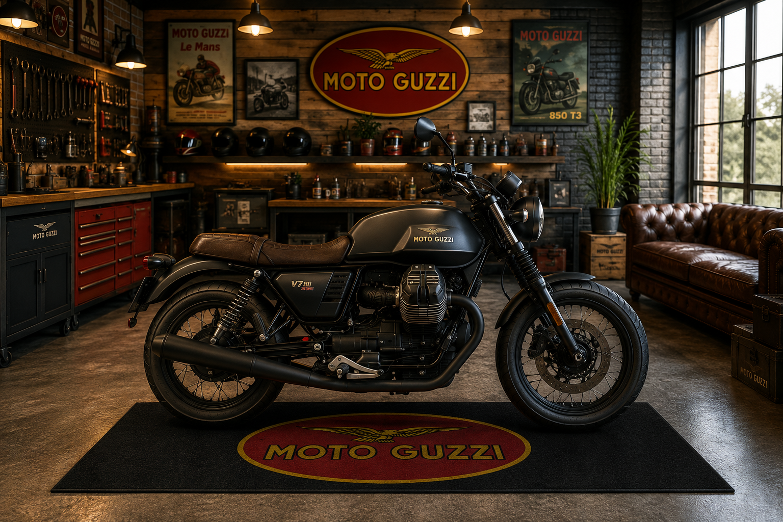 Moto Guzzi Motorcycle Garage Mat – Premium 32x87 Inch Parking Floor Mat