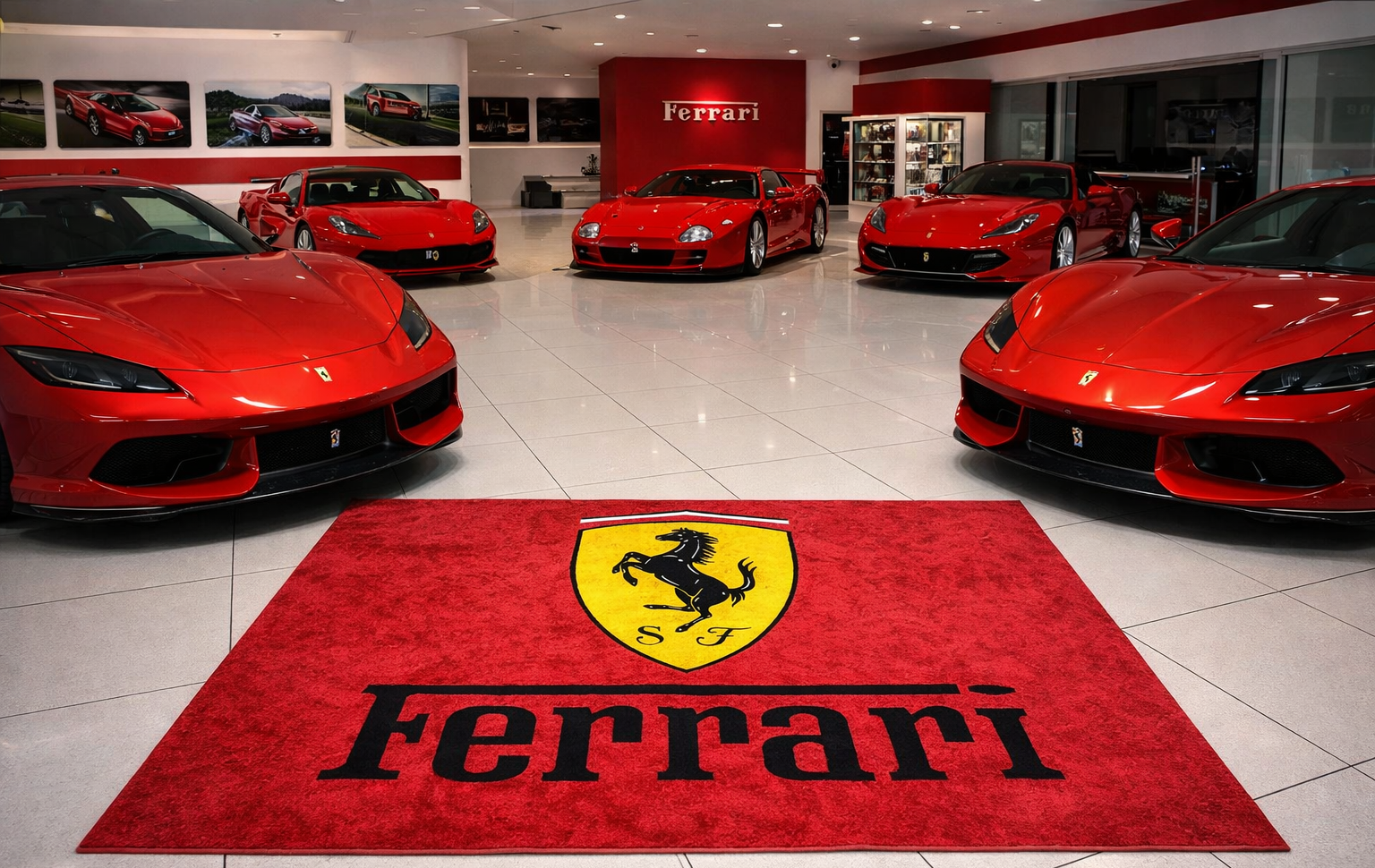 Ferrari Garage Mat – Non-Slip Premium Rug for Home & Car Display (59×86”)