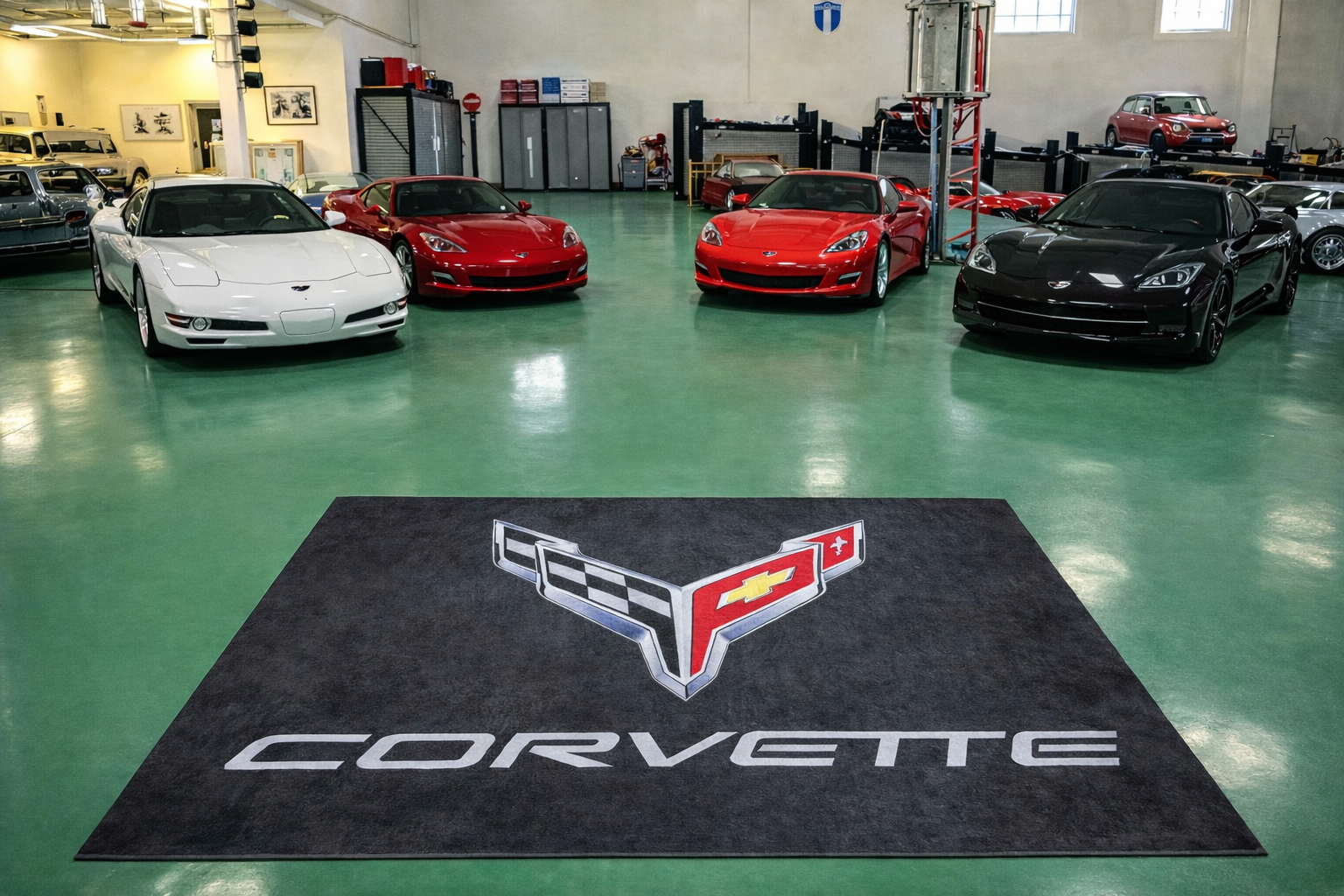 Corvette Garage Mat – Non-Slip Premium Rug for Home & Car Display (59×86”)