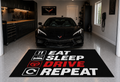EAT / SLEEP / DRIVE Garage Floor Mat 5x7 FT (60x87 Inches) Showroom Rug