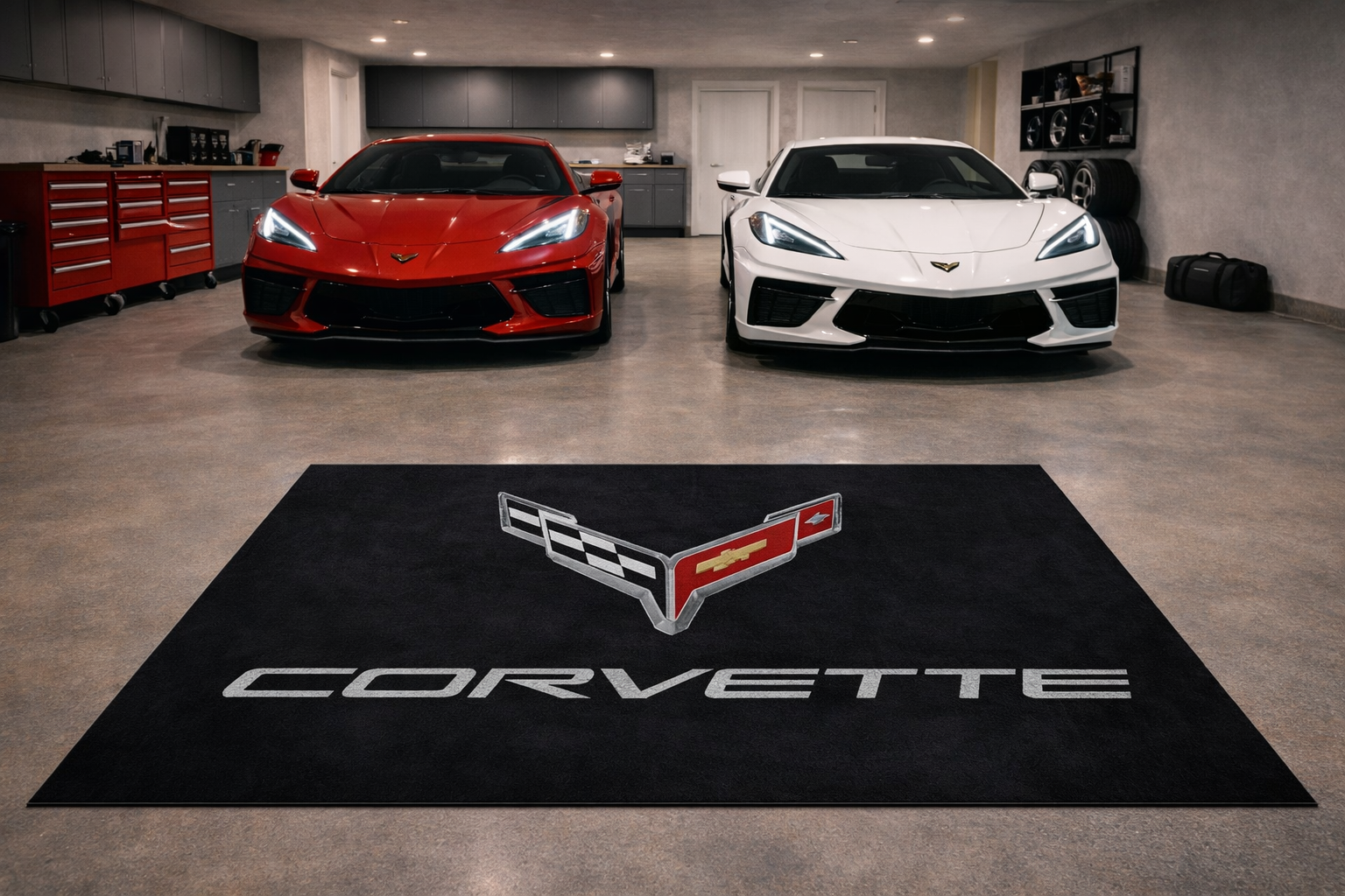 Corvette Garage Mat – Non-Slip Premium Rug for Home & Car Display (59×86”)