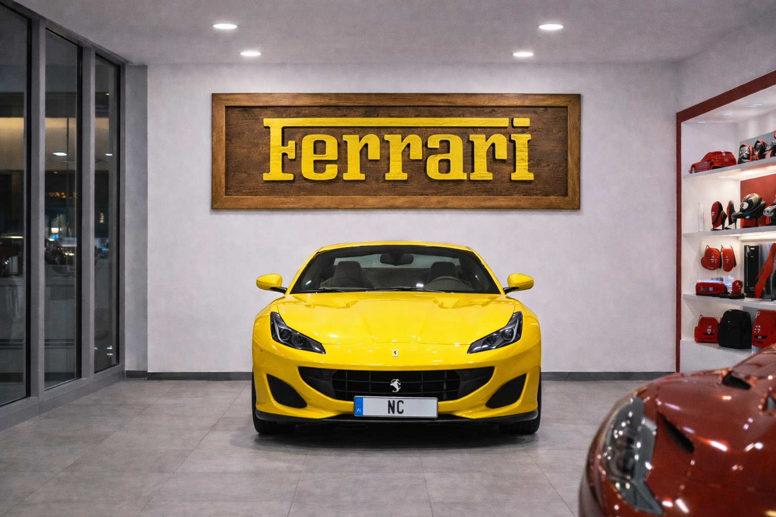 Hand-Carved Ferrari Wooden Wall Art – Luxury Garage & Showroom Decor