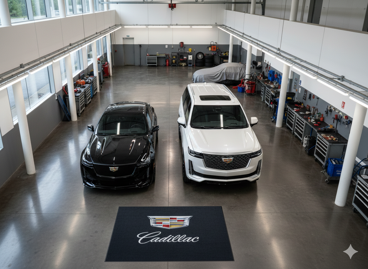 Cadillac Garage Mat – Non-Slip Premium Rug for Home & Car Display (59×86”)