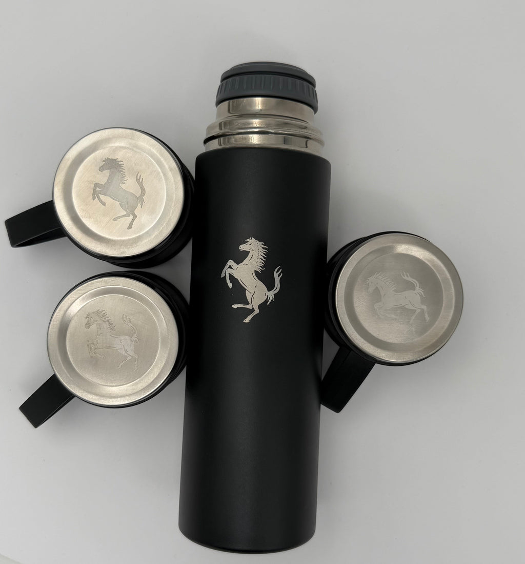 Laser Logo Thermos Set 500 ml – Choose Your Model - Insulated Flask with 3 Cups