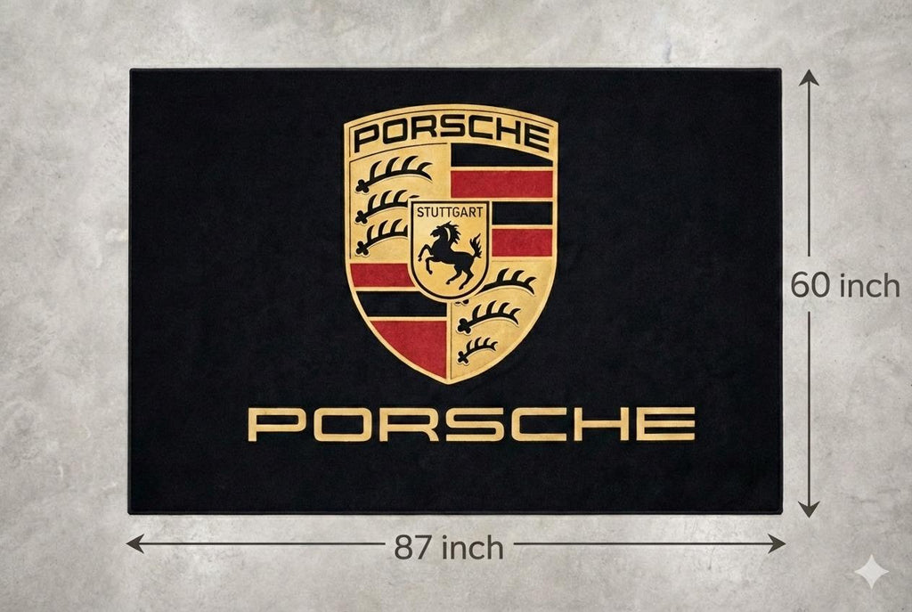 PORSCHE Garage Mat – Non-Slip Premium Rug for Home & Car Display (59×86”)