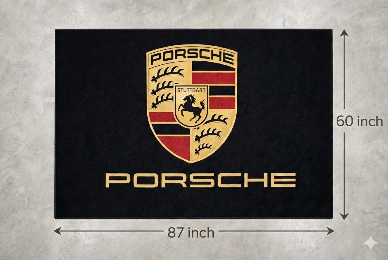 PORSCHE Garage Mat – Non-Slip Premium Rug for Home & Car Display (59×86”)