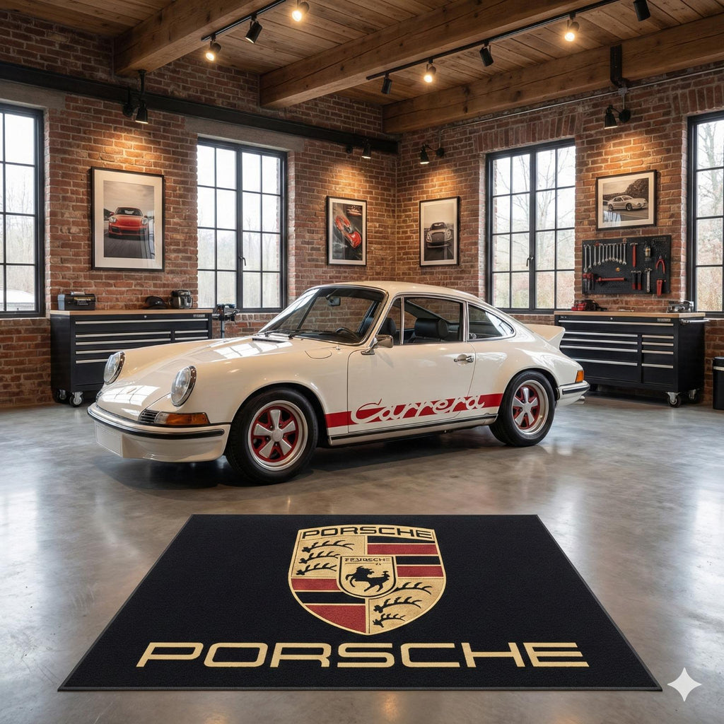 PORSCHE Garage Mat – Non-Slip Premium Rug for Home & Car Display (59×86”)