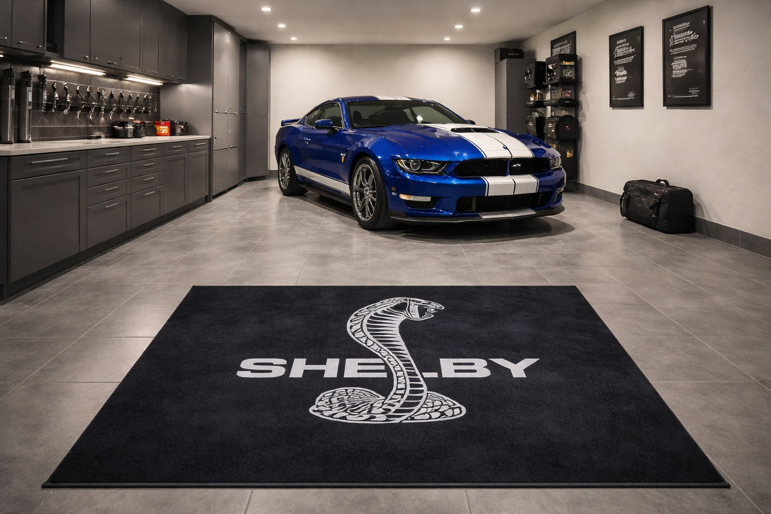 Shelby Garage Mat – Non-Slip Premium Rug for Home & Car Display (59×86”)
