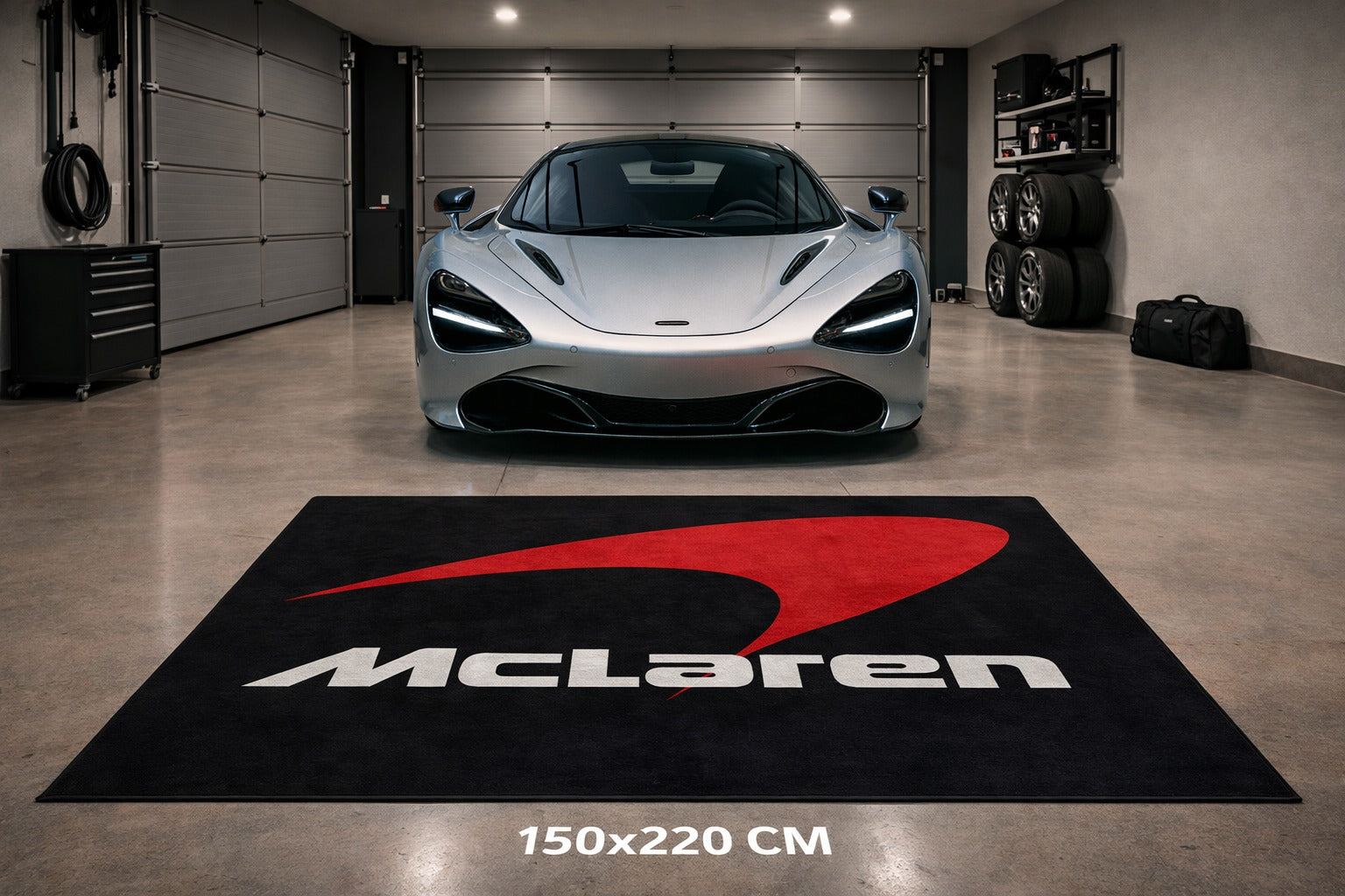 Mclaren Garage Mat – Non-Slip Premium Rug for Home & Car Display (59×86”)