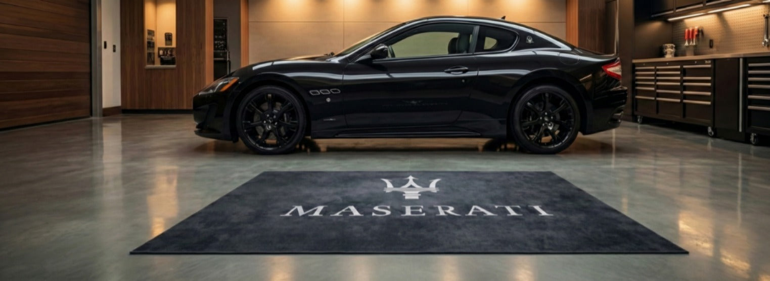 Maserati Garage Mat – Non-Slip Premium Rug for Home & Car Display (59×86”)