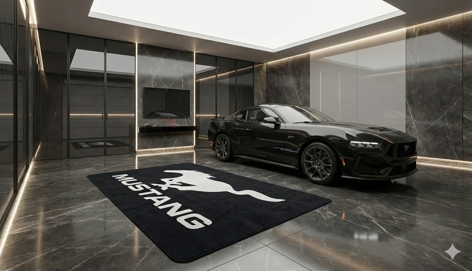 Mustang Garage Mat – Non-Slip Premium Rug for Home & Car Display (59×86”)