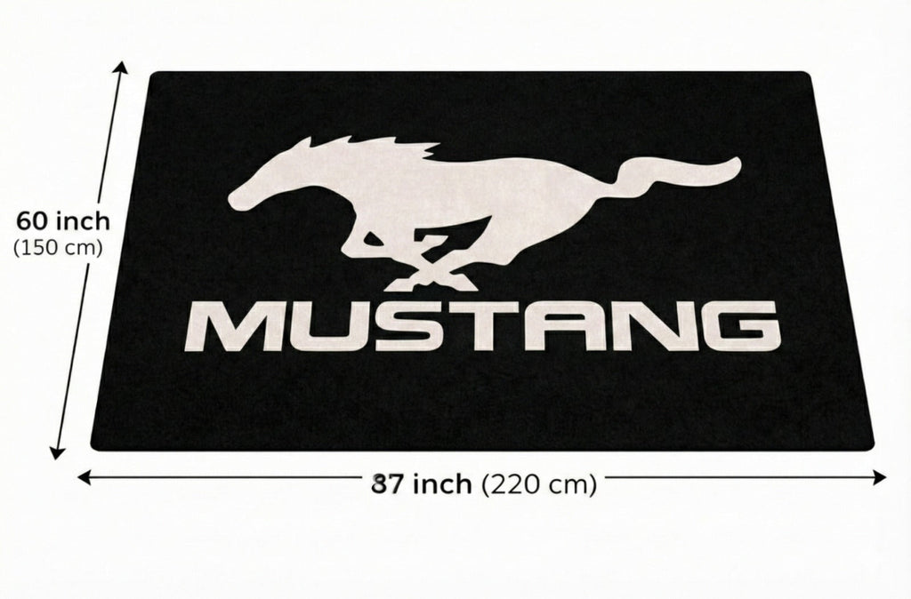 Mustang Garage Mat – Non-Slip Premium Rug for Home & Car Display (59×86”)