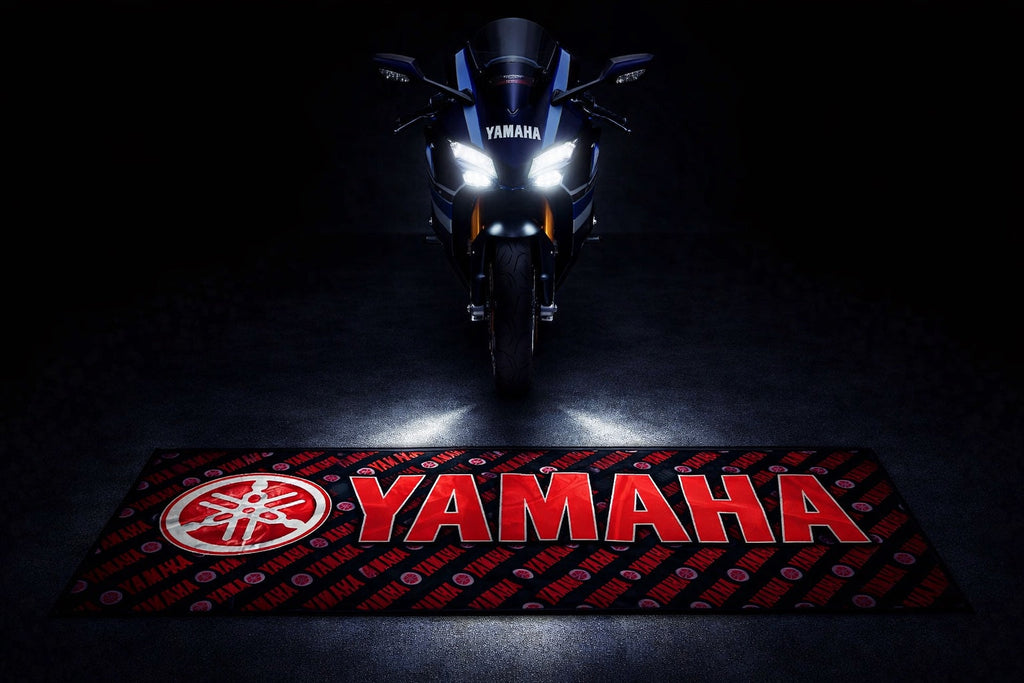 Yamaha Premium Motorcycle Garage Floor Mat – Non-Slip Carpet Rug for Bike Display (32×87 Inch)