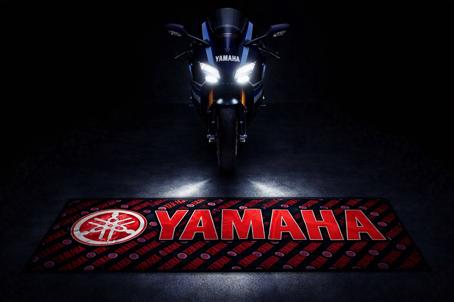 Yamaha Premium Motorcycle Garage Floor Mat – Non-Slip Carpet Rug for Bike Display (32×87 Inch)