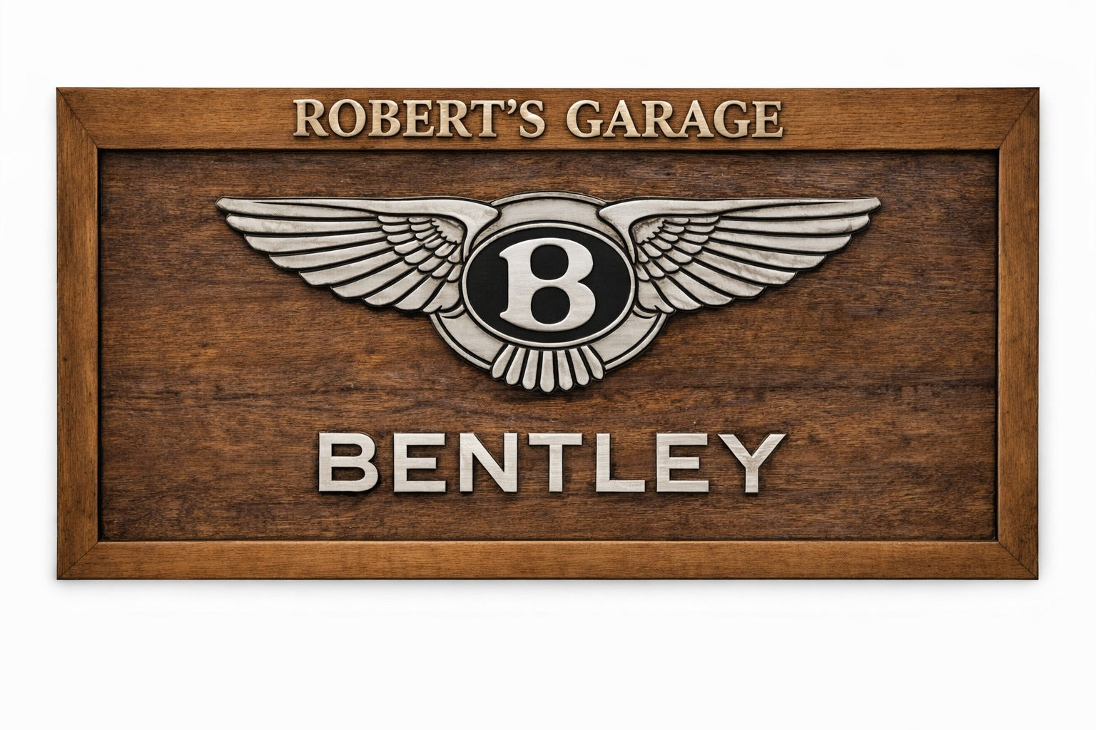Hand-Carved Bentley Wooden Wall Art – Luxury Garage & Showroom Decor