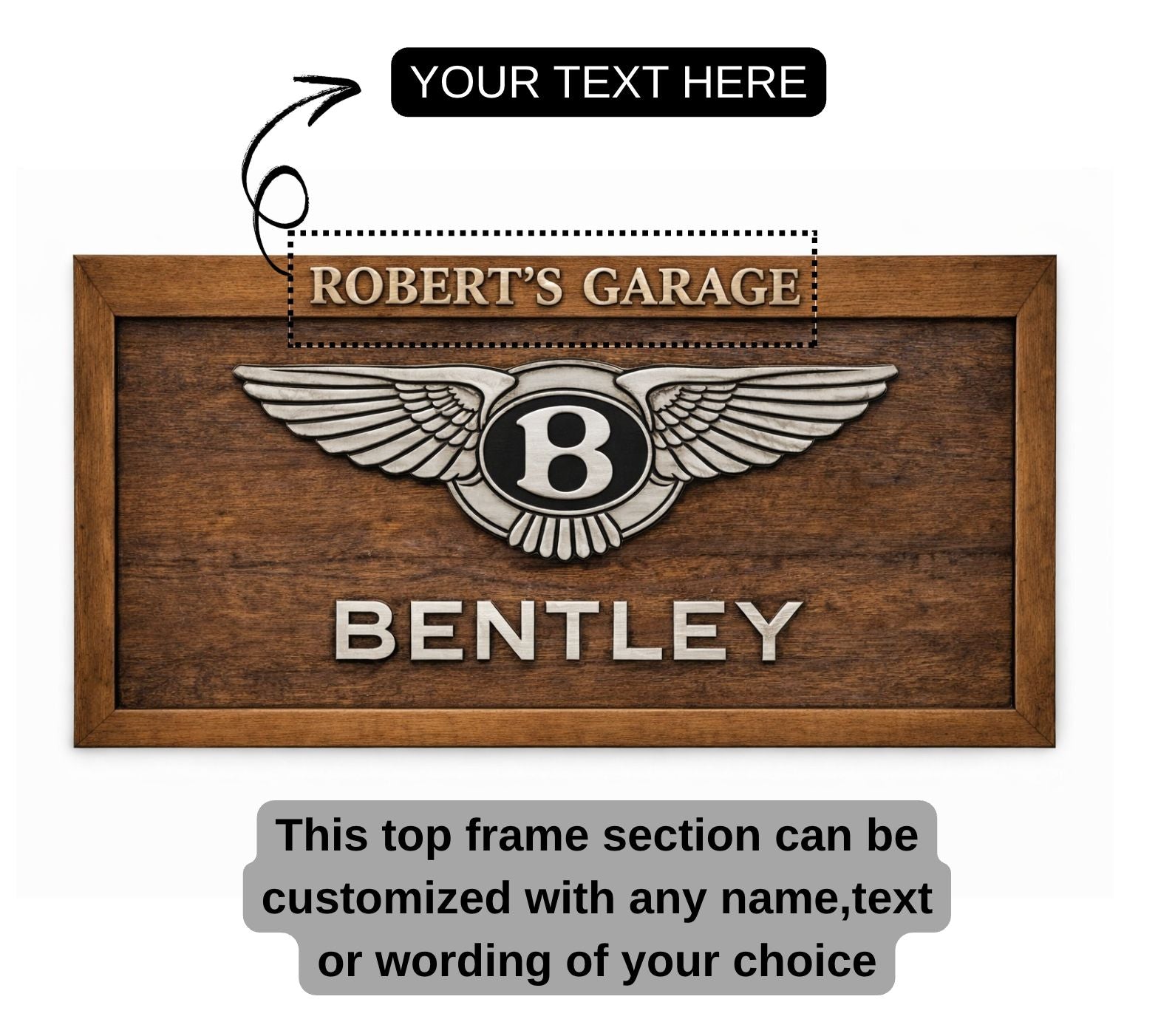 Hand-Carved Bentley Wooden Wall Art – Luxury Garage & Showroom Decor