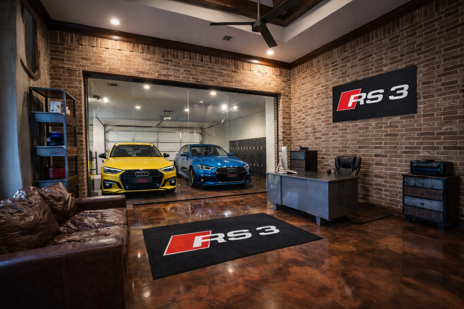 Audi RS3 Garage Floor Mat 5x7 FT (60x87 Inches) Showroom Rug